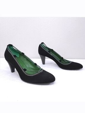 COCLICO Kitten Heels Black Suede Pumps